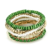 lureme Bohemian Beads Cube Multi Strand Stretch Stackable Bangle Bracelet Set (bl003172-5)