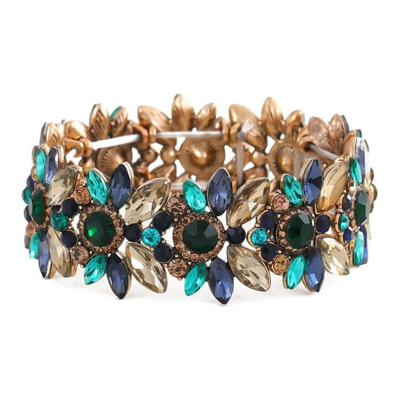 Lureme Vintage Alloy Elastic Bangle Bracelet with Rhinestone Stretch Bracelet for Women (bl003595-1)