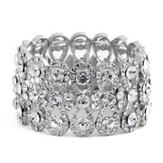 Lureme Wide Women Crystal Stress Stretch Bracelets Elastic Bangle Bracelets for Wedding Party Prombl003598-1