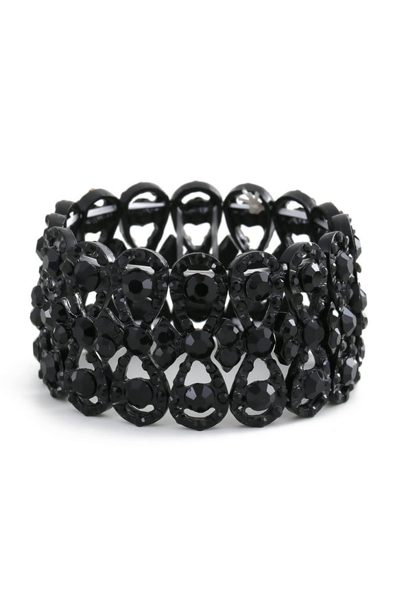 Wide Women Crystal Stress Stretch Bracelets Elastic Bangle Bracelets for Wedding Party Prom(bl003598-3)