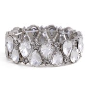 Lureme Women Doulbe Row Bling Waterdrop Stones Alloy Elastic Bangle Bracelet Stretchablebl003597-1