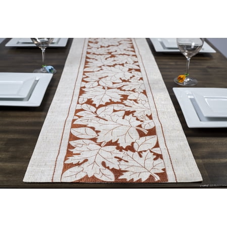 Lurex Leaf 100% Polyester Dining Room Table Runner ,13"x70"