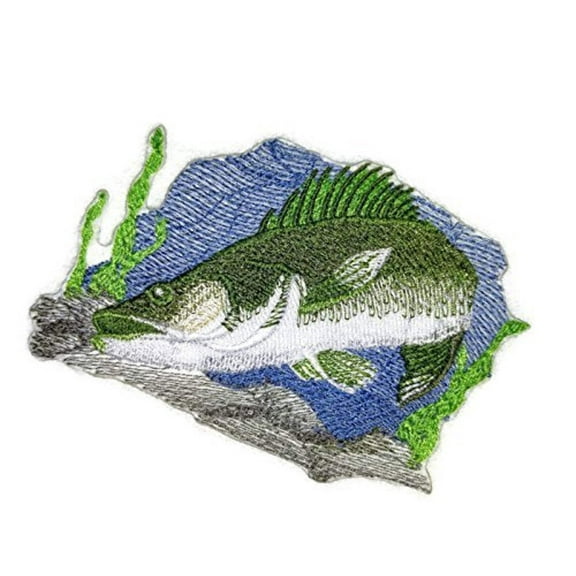 Nature's Bounty Beautiful Custom Fish Portraits [ Lurking Walleye Fish ] Embroidered Iron On/Sew Patch (5" x 3.5") Made in USA]