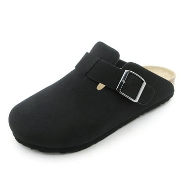Lurnyet Women Slip On Suede Clogs with Buckle Closure Sandal