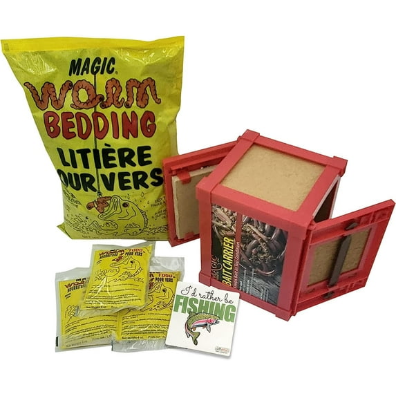 Lurwind Kit Magic Products Worm Farm Bait Box Door Comes with Food, Bedding, Bucket, Sticker, Live Fishing Bait Bin Combo, Fishing Accessories, Fishing Supplies, Fishing Accessories and Equipment