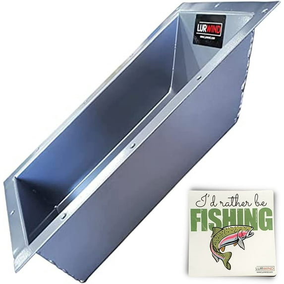 Lurwind Recessed Boat Trolling Motor Pan with Id Rather Be Fishing Sticker - Powder Coated Aluminum Foot Pedal Control Tray - Easy to Install Recessed Aluminum Pans for Fishing Boats - Skeeter Gray