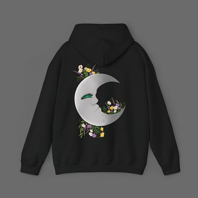 Lus Loung-WM161 NEW BRAND, zip-up hoodie, Mystical Moon Goddess Digital Art Hoodie: Feminine Face