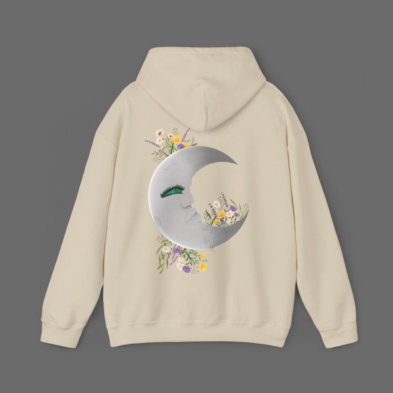 Peyton Cat Goddess Bast Pentagram Hoodie with Moon Graphics