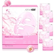 LusBeauty PDRN Pink Collagen Hydrogel Mask, Overnight Sheet Mask with Salmon DNA & Peptides, Firming & Smoothing Skincare, Helps Hydrate & Smooth Skin, 6 x 1.19 oz 34g Each
