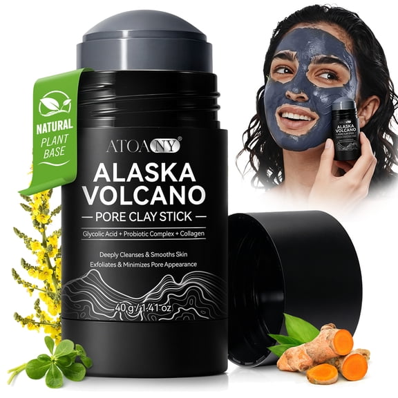 LusBeauty Volcanic Clay Pore Stick, Deep Cleansing Mask with Glycolic Acid & Probiotic Complex, Helps Smooth Skin & Minimize Pore Appearance, Travel-Friendly, 1.41 oz (40 g)