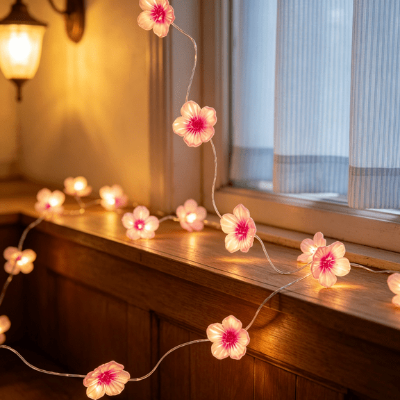LusLog-pro Cherry Blossom Fairy String Lights, Battery Operated, 10 ft, 30 LED, Indoor Bedroom Room Decor