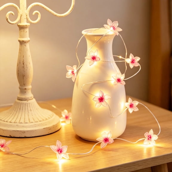 LusLog-pro Pink Flower Fairy String Lights, Battery Operated, 10 ft, 30 LED, Bedroom Wedding Party Decor