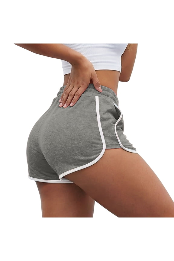 Casual Wide Leg Pleated Shorts for Women High Waist Summer Loose Fit Comfortable Elastic Waistband Breathable Work Shorts Pure Color Simple Stylish Bottoms Light Gray S