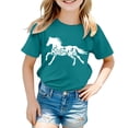 thumbnail image 1 of Lusa Horse Print T-Shirt for Boys Girls Trendy Western Pattern Crewneck Short Sleeve Tops Soft Comfort Horse Riding Tee Kids Animal Lover Gift Graphic Tees Blue 8-9 Years, 1 of 4