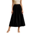 thumbnail image 1 of Lusa Long Skirts for Women 2026 Summer Boho Pleated Loose Fit Lightweight Flowy Skirt Pure Color Casual Elastic High Waisted Swing A-Line Maxi Skirts Black M, 1 of 5