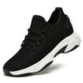thumbnail image 1 of Lusa Mens 2.36 Inch Invisible Height Increasing Athletic Shoes Lightweight Mesh Breathable on Walking Shoes Simple Solid Color Low Top Lace-Up Running Sneakers Black 37, 1 of 7