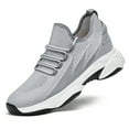 thumbnail image 1 of Lusa Mens 2.36 Inch Invisible Height Increasing Athletic Shoes Lightweight Mesh Breathable on Walking Shoes Simple Solid Color Low Top Lace-Up Running Sneakers Grey 41, 1 of 8