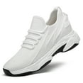 thumbnail image 1 of Lusa Mens 2.36 Inch Invisible Height Increasing Athletic Shoes Lightweight Mesh Breathable on Walking Shoes Simple Solid Color Low Top Lace-Up Running Sneakers White 43, 1 of 8