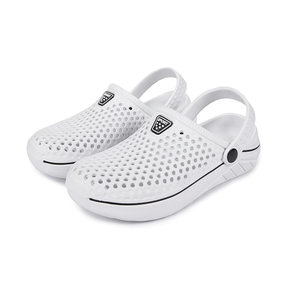 Lusa Mens Closed Toe Hollow out Slippers with a Heel Strap Summer Lightweight Breathable Casual Hole Shoes for Daily Wear Unisex Solid Color Stylish Comfort Garden Beach Clogs White 45