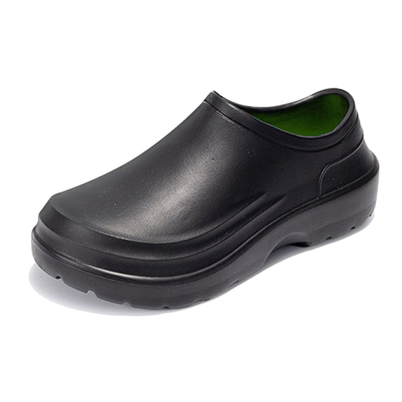 Lusa Mens Smooth Closed Toes Casual Slippers with a Closed Heel Summer Thickness Soles Non Waterproof Work Shoes Lightweight Comfort Kitchen Nurse Slippers Black 41