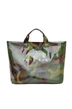 Tote Bag Women's Letters Print Camouflage Color Handbags Large Canvas Waterproof Tote Purse for Work, Beach, Shopping and Daily Commuting Use Camouflage One Size