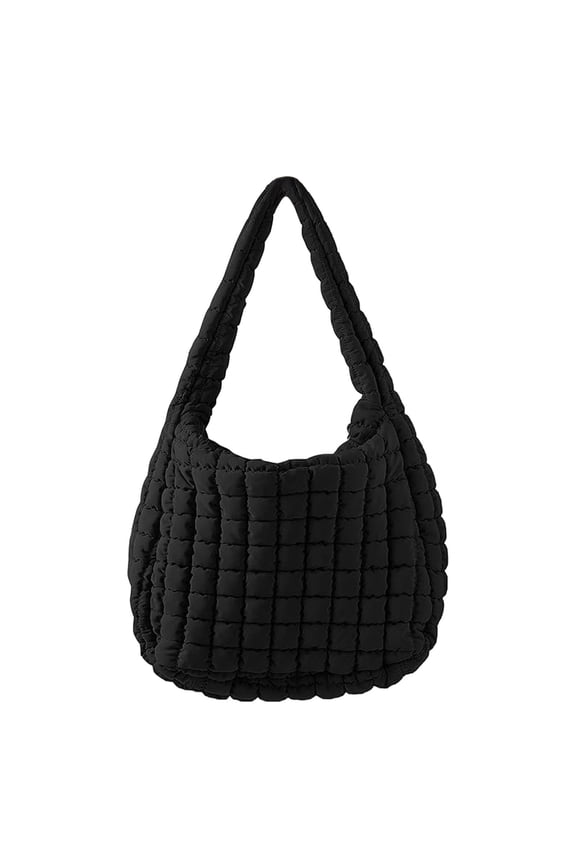 Puffer Tote Bag for Women Large Capacity Quilted Puffy Lightweight Handbags Solid Color Soft Comfortable Shoulder Casual Carryall 2026 Fashion Daily Use Crossbody Bags Black One Size