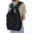 thumbnail image 1 of Lusa Backpack for Students Trendy Solid Color Letter Print Large Capacity Backpacks Versatile Classic Basic Double Shoulder Schoolbag for College Work Black One Size, 1 of 7