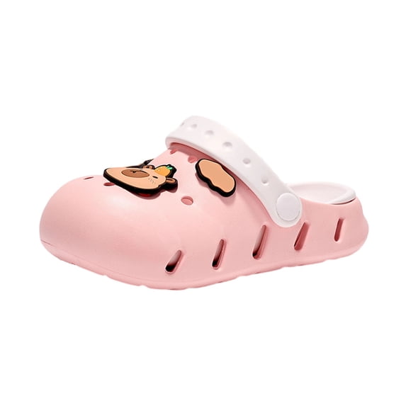 Lusa Soft Indoor Outdoor Slippers for Toddler Girls Boys Summer Lightweight Beach Sandals with Cute Space Pattern and Holes Designs Flexible Sole for Kids Pink 5-6 Years