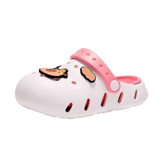 Lusa Soft Indoor Outdoor Slippers for Toddler Girls Boys Summer Lightweight Beach Sandals with Cute Space Pattern and Holes Designs Flexible Sole for Kids White 9-10 Years
