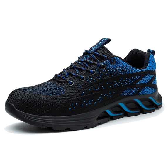 Lusa Steel Toe Work Athletic Shoes for Men Women Lightweight Industrial & Construction Resistant Puncture Proof Safety Sneakers Fashion Low Top Lace up Footwear Blue 37
