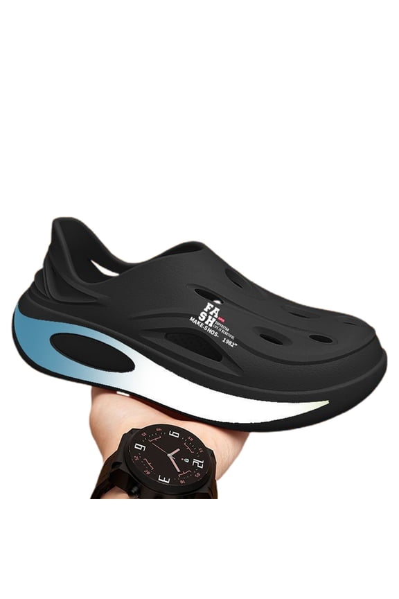 Summer Closed-Back Slippers for Women and Men Comfortable Soft Thick Sole Non- Indoor Outdoor Casual Hole Shoe Lightweight Breathable for Walking Beach Wear Black 38-39
