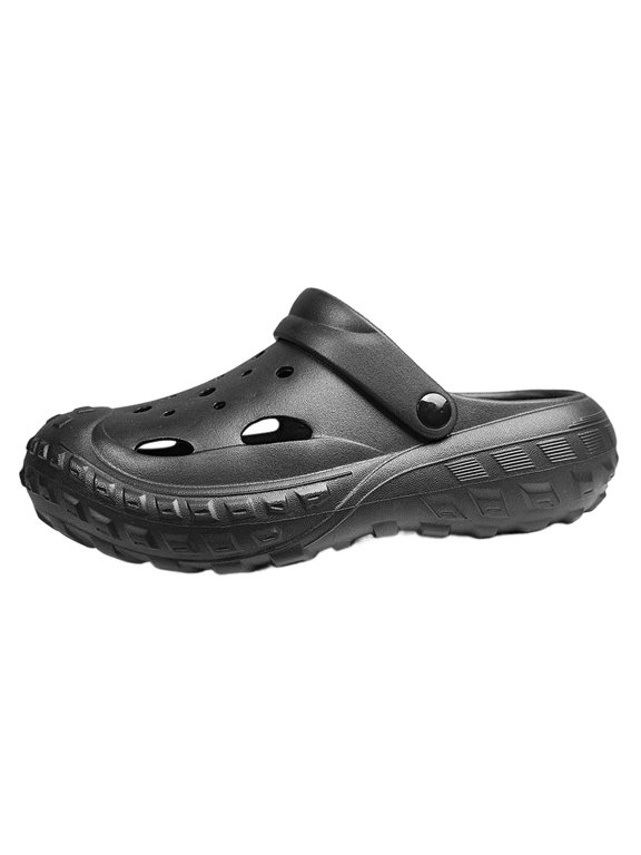 Unisex Hollow out Beach Vacation Heel Cup Slippers Lightweight Comfy Fashion Closed Toe Slide Slippers for Summer Indoor Outdoor Breathable Thickness Sole Non-slip Hole Shoes Black 37