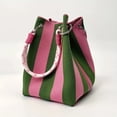 thumbnail image 1 of Lusa Vintage Stripe Color Block Knit Tote Bags for Women Fashion Simple Woven Bucket Bag Comfortable Durable Polyester Fixed Strap for Work & Commute Daily Use B One Size, 1 of 6