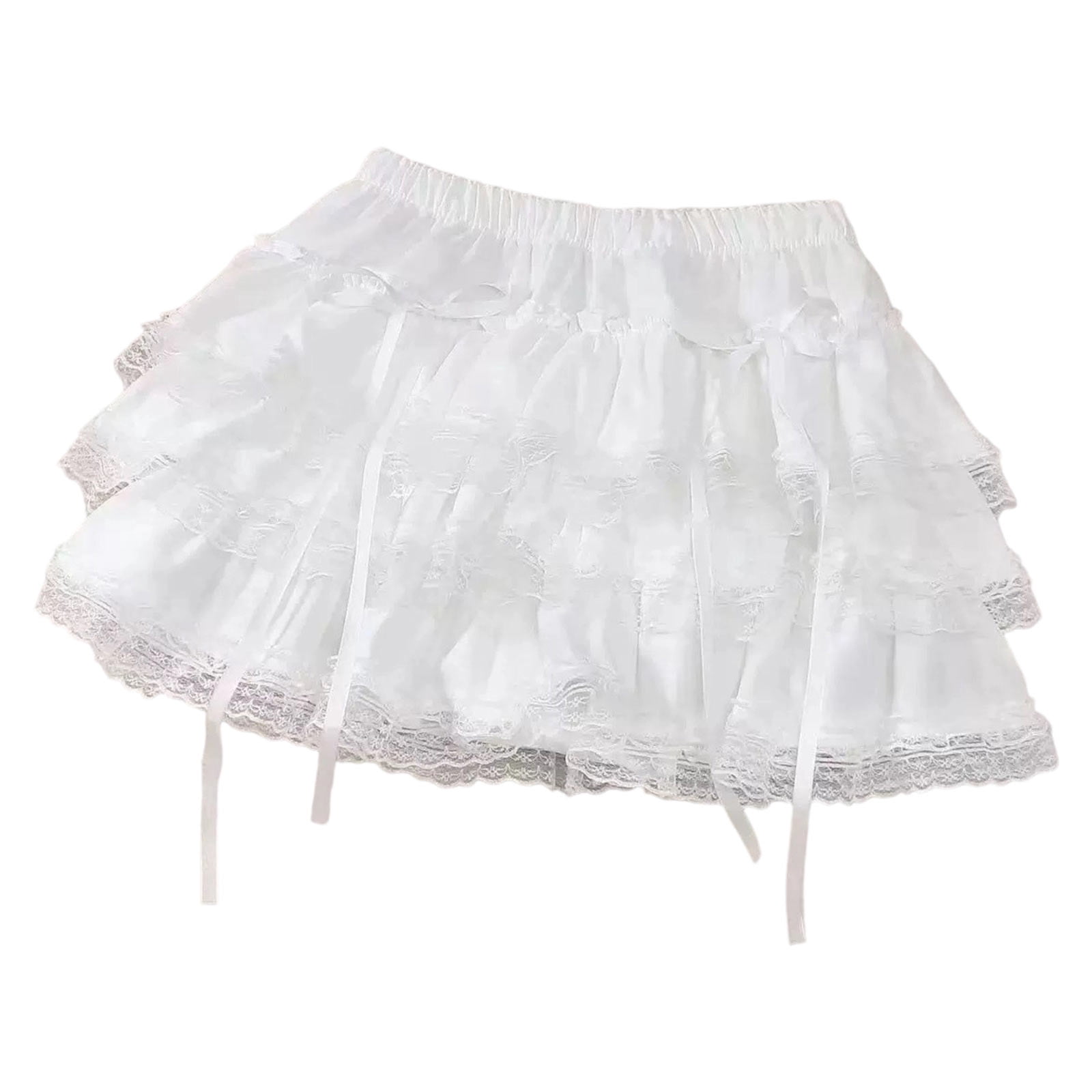 Lusa Women Y2k Lace Tiered Mini Skirts Solid Color Retro Gothic Style ...