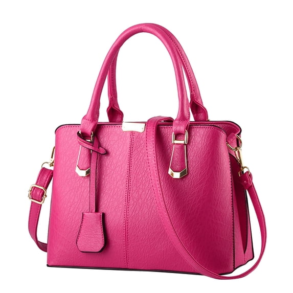 Lusa Womens Fashion Purses and Handbags Pure Color Medium Capacity One Shoulder Tote Bags Durable & Stylish Handle Satchel for Ladies Work Commuting Use Hot Pink One Size