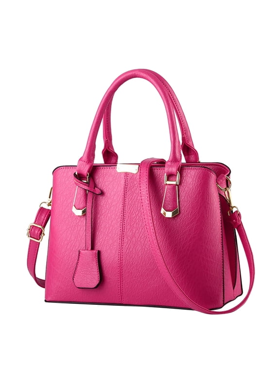 Womens Fashion Purses and Handbags Pure Color Medium Capacity One Shoulder Tote Bags Durable & Stylish Handle Satchel for Ladies Work Commuting Use Hot Pink One Size