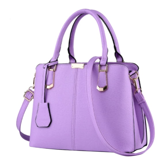 Lusa Womens Fashion Purses and Handbags Pure Color Medium Capacity One Shoulder Tote Bags Durable & Stylish Handle Satchel for Ladies Work Commuting Use Purple One Size