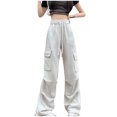 thumbnail image 1 of Luvrsol Women's Cargo Trends Large Solid Multiple Pockets Drawstring Gym Loose Pant, Cargo Pants Women, Size S-4XL, 1 of 3