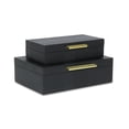 thumbnail image 1 of Lusan Rectangular Decorative Box Set - Black Faux Snakeskin, 1 of 2