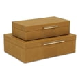 thumbnail image 1 of Lusan Rectangular Decorative Box Set - Camel Brown Faux Shagreen, 1 of 11