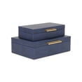 thumbnail image 1 of Lusan Rectangular Decorative Box Set - Navy Blue Faux Shagreen, 1 of 2