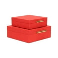 thumbnail image 1 of Lusan Square Decorative Box Set - Red Faux Shagreen, 1 of 2