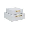 thumbnail image 1 of Lusan Square Decorative Box Set - White Faux Snakeskin, 1 of 2