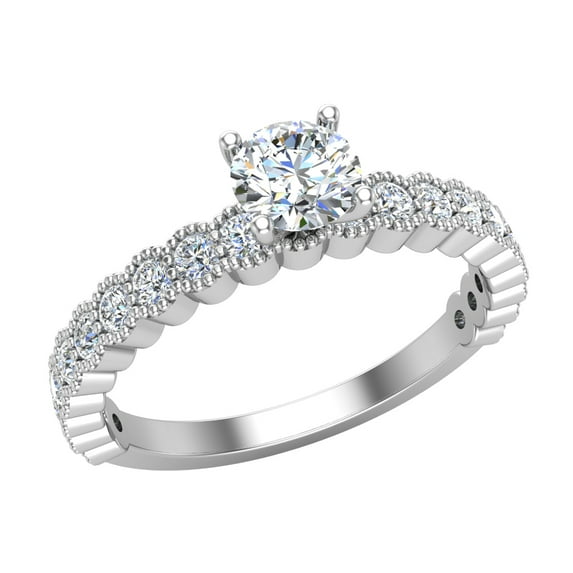 Luscious Design Round Brilliant Diamond Ring 14K White Gold 0.90 CT TW