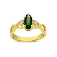 thumbnail image 1 of Luscious Emerald and Diamond Infinity Ring Affordable Engagement Ring 1.10 Carat Diamond on Yellow Gold, 1 of 2