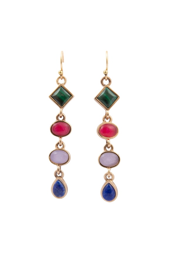 Luscious Jeweled Purple Quartz Golden Drop Earrings