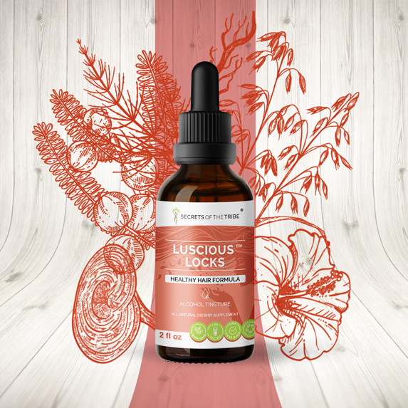 Luscious Locks Alcohol Extract, Tincture, Amla,Hibiscus, Stinging Nettle, Horsetail, Reishi Mushroom, Oatstraw.Healthy Hair Formula 2 oz