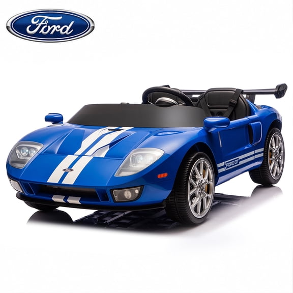 Lusens 24V Ride on Car, Licensed Ford GT40 Electric Ride on Toy For Kid, Ride on Supercar with 2 Seat, Remote Control, 3 Speeds, Led Lights, Bluetooth, LED Lights and MP3 - Blue