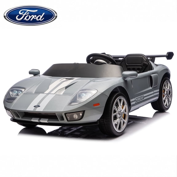 Lusens 24V Ride on Car, Licensed Ford GT40 Electric Ride on Toy For Kid, Ride on Supercar with 2 Seat, Remote Control, 3 Speeds, Led Lights, Bluetooth, LED Lights and MP3 - Gray