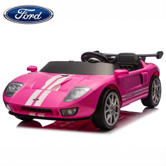 Lusens 24V Ride on Car, Licensed Ford GT40 Electric Ride on Toy For Kid, Ride on Supercar with 2 Seater, Remote Control, 3 Speeds, Led Lights, Bluetooth, LED Lights and MP3 - Pink